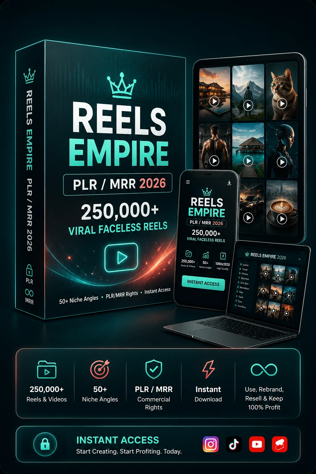 Reels Empire PLR MRR 2026 product mockup